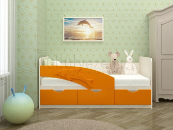 Дельфин-3 Кровать детская 3 ящика без ручек 1.6 Оранжевый глянец в Славгороде - slavgorod.mebel54.com | фото