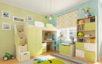 Детская комната Эппл (Зеленый/Белый/корпус Клен) в Славгороде - slavgorod.mebel54.com | фото