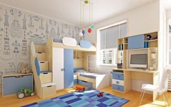 Детская комната Скай (Синий/Белый/корпус Клен) в Славгороде - slavgorod.mebel54.com | фото