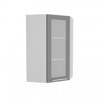 Гарда ВПУС 550 шкаф верхний угловой со стеклом высокий (Белый Эмалит/корпус Серый) в Славгороде - slavgorod.mebel54.com | фото
