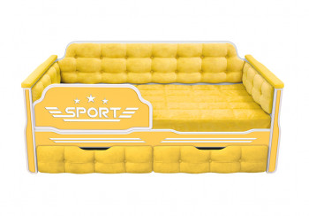 Кровать 160 серии Спорт 2 ящика 74 Жёлтый (мягкие боковые накладки) в Славгороде - slavgorod.mebel54.com | фото