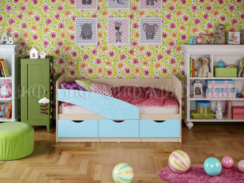 Кровать Бабочки 1,6м (Голубой матовый) в Славгороде - slavgorod.mebel54.com | фото