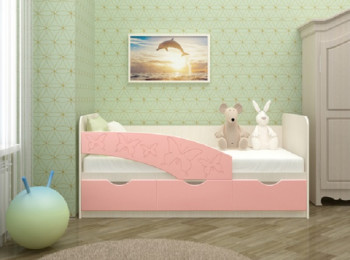Кровать Бабочки 1,6м (Розовый металлик) в Славгороде - slavgorod.mebel54.com | фото