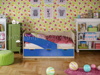 Кровать Бабочки 1,6м (Синий металлик) в Славгороде - slavgorod.mebel54.com | фото