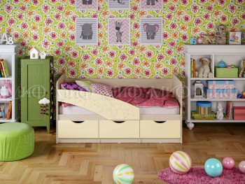 Кровать Бабочки 1,6м (Ваниль матовый) в Славгороде - slavgorod.mebel54.com | фото