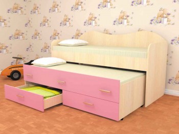Кровать детская Нимфа двухместная 2.0 Дуб молочный/Розовый в Славгороде - slavgorod.mebel54.com | фото