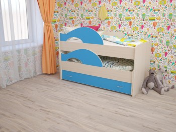 Кровать детская Радуга 1600 Млечный дуб/Голубой в Славгороде - slavgorod.mebel54.com | фото