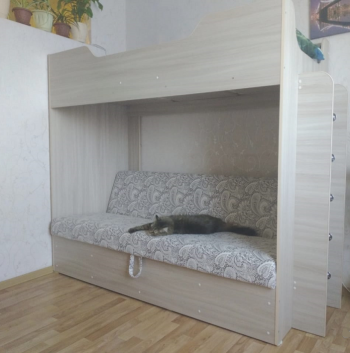 Кровать двухъярусная с диваном (Беленый дуб) в Славгороде - slavgorod.mebel54.com | фото