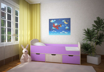 Кровать Малыш-мини Дуб молочный/Ирис в Славгороде - slavgorod.mebel54.com | фото