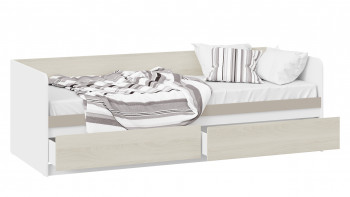 Кровать «Сканди» с 2 ящиками Дуб Гарден/Белый/Глиняный серый в Славгороде - slavgorod.mebel54.com | фото