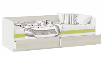 Кровать «Сканди» с 2 ящиками Дуб Гарден/Белый/Зеленый в Славгороде - slavgorod.mebel54.com | фото