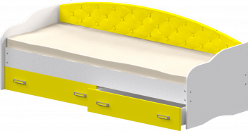 Кровать Софа-7 с мягкой спинкой (800х1900) Белый/Желтый в Славгороде - slavgorod.mebel54.com | фото