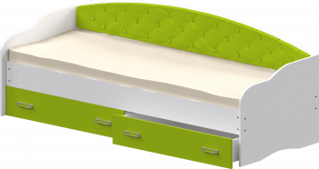 Кровать Софа-7 с мягкой спинкой (800х1900) Белый/Лайм в Славгороде - slavgorod.mebel54.com | фото