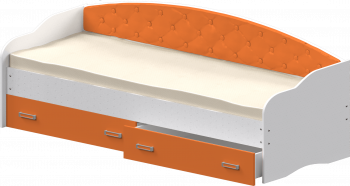Кровать Софа-7 с мягкой спинкой (800х1900) Белый/Оранжевый в Славгороде - slavgorod.mebel54.com | фото