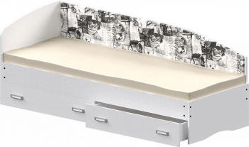 Кровать Софа-9 с мягкой спинкой с рисунком Милана (900х1900) Белый в Славгороде - slavgorod.mebel54.com | фото