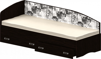 Кровать Софа-9 с мягкой спинкой с рисунком Милана (900х1900) Венге в Славгороде - slavgorod.mebel54.com | фото