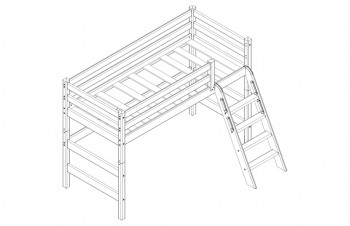 Кровать Соня вариант 6 полувысокая с наклонной лестницей Лаванда в Славгороде - slavgorod.mebel54.com | фото