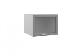 Квадро ГВПГС 600 шкаф верхний горизонтальный глубокий со стеклом высокий (Белый софт/корпус Серый) в Славгороде - slavgorod.mebel54.com | фото