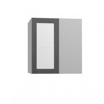 Лофт ПУС 650 шкаф верхний угловой со стеклом (Бетон темный/корпус Серый) в Славгороде - slavgorod.mebel54.com | фото