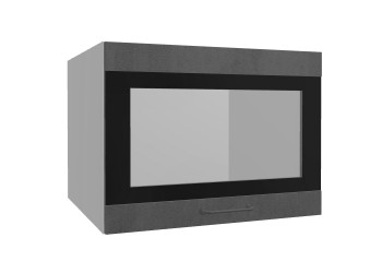 Лофт ВПГСФ 600 шкаф верхний горизонтальный со стеклом высокий с фотопечатью (Бетон темный/корпус Серый) в Славгороде - slavgorod.mebel54.com | фото