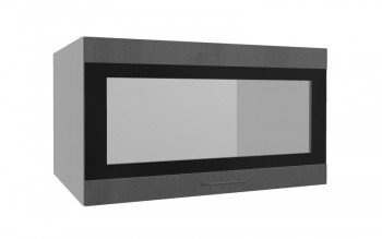 Лофт ВПГСФ 800 шкаф верхний горизонтальный со стеклом высокий с фотопечатью (Бетон темный/корпус Серый) в Славгороде - slavgorod.mebel54.com | фото