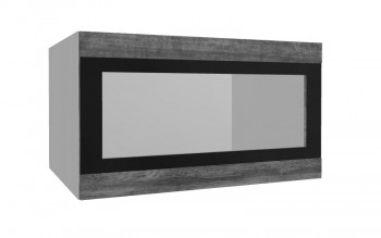 Лофт ВПГСФ 800 шкаф верхний горизонтальный со стеклом высокий с фотопечатью (Дуб бурый/корпус Серый) в Славгороде - slavgorod.mebel54.com | фото