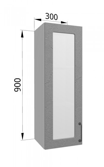 Лофт ВПС 300 шкаф верхний со стеклом высокий (Штукатурка серая/корпус Серый) в Славгороде - slavgorod.mebel54.com | фото