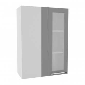 Лофт ВПУС 650 шкаф верхний угловой со стеклом высокий (Штукатурка белая/корпус Серый) в Славгороде - slavgorod.mebel54.com | фото