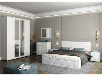 Модульная спальня Барселона (Белый/Белый глянец) в Славгороде - slavgorod.mebel54.com | фото