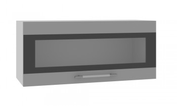 Норд ШВГС 800 Шкаф верхний горизонтальный со стеклом (Софт черный/корпус Белый) в Славгороде - slavgorod.mebel54.com | фото