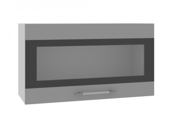Ройс ВПГСФ 800 Шкаф верхний горизонтальный со стеклом с фотопечатью высокий (Белый софт/корпус Серый) в Славгороде - slavgorod.mebel54.com | фото