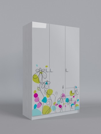 Шкаф 3-х створчатый с ящиками Флёр (Белый/корпус Выбеленное дерево) в Славгороде - slavgorod.mebel54.com | фото
