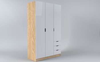 Шкаф 3-х створчатый с ящиками Лофт (Белый/корпус Дуб Сонома) в Славгороде - slavgorod.mebel54.com | фото