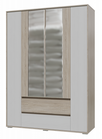 Шкаф 4-х дверный с ящиками Мальта 1600 Дуб сонома/Рамух белый в Славгороде - slavgorod.mebel54.com | фото