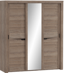 Шкаф трехдверный Соренто с раздвижными дверями Дуб стирлинг/Кофе структурный матовый в Славгороде - slavgorod.mebel54.com | фото